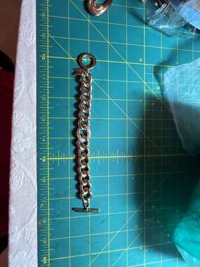 Victoria's Secret Chunky Chain Link Toggle Bracelet with Angel Wings and Rhinest